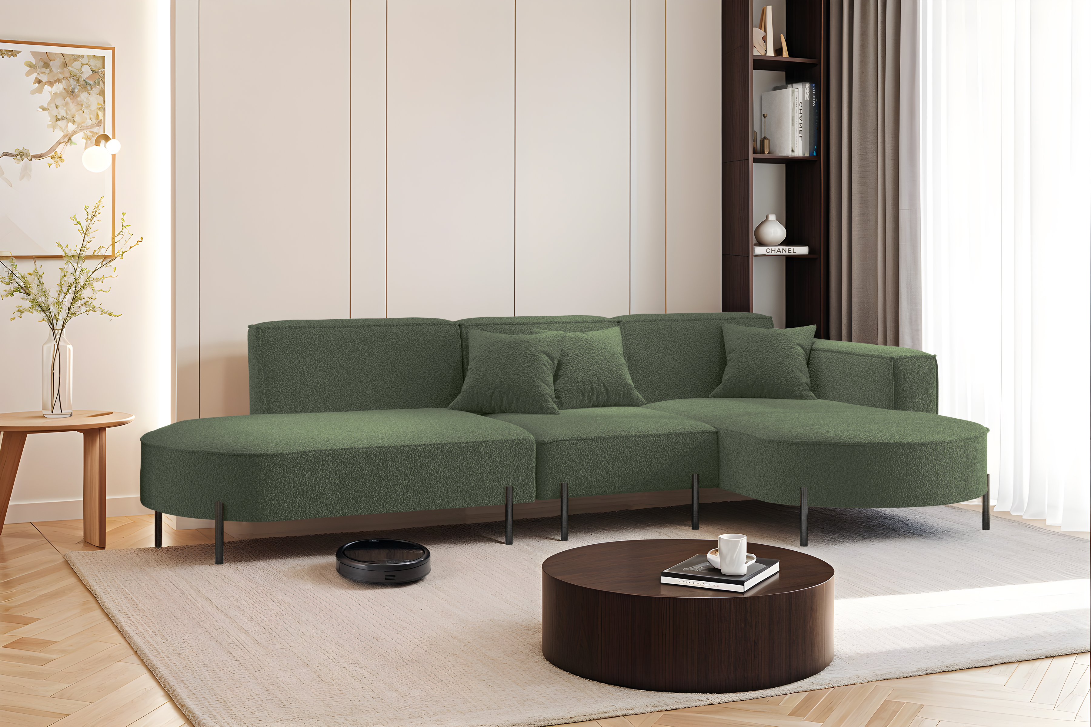 Parma L Hills Ecksofa L-Form Quelle Dunkelgrun